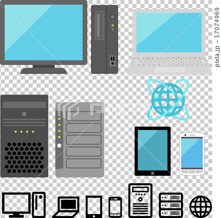 PC, mobile, server, network material - Stock Illustration 