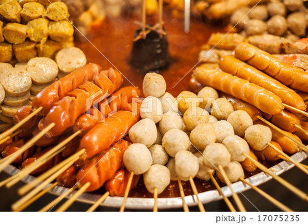 Fried sausage sticks as a popular street food Fried sausage sticks as a popular street food 17075235