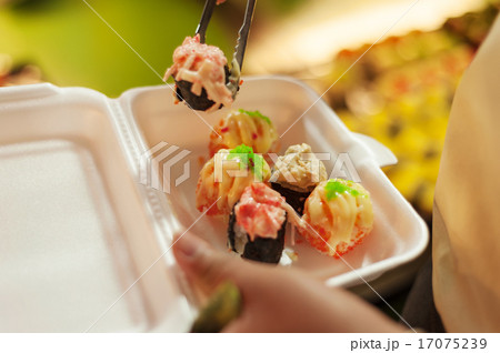 Sushi set in a foam box Sushi set in a foam box 17075239