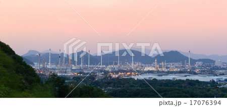 Oil refinery in the valley. Oil refinery in the valley. 17076394