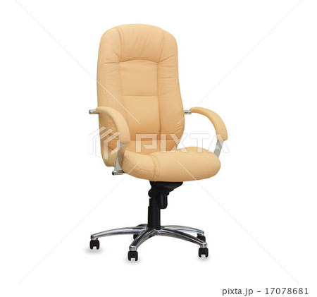 The office chair from beige leather. Isolated 17078681