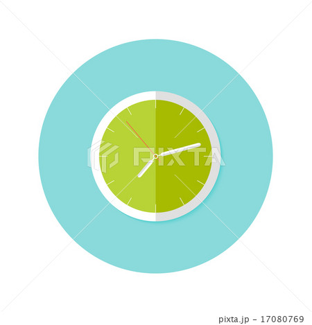 Clock Flat Circle Icon over Blue 17080769