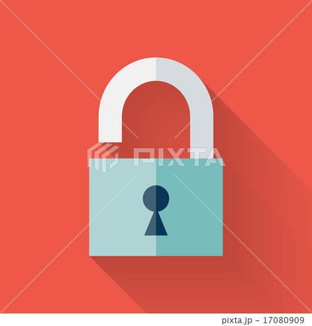 Flat open padlock icon over red Flat open padlock icon over red 17080909
