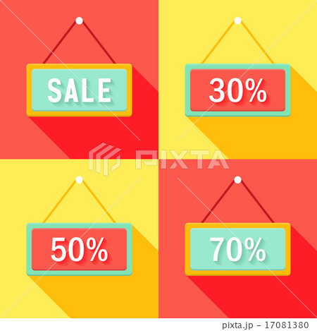 Yellow Red Cyan Sale Signs Set 17081380