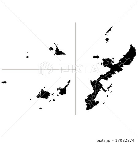 イラスト 沖縄地図 黒色 のイラスト素材