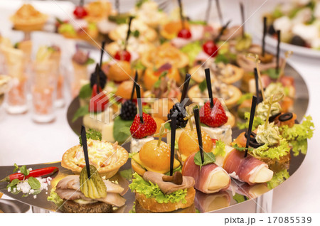 Canapes of cheese vegetables meat Canapes of cheese vegetables meat 17085539