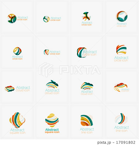 Set of light abstract geometric business company logos. Clean modern design, flowing elements 17091802