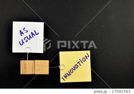 Innovation, two paper notes on black background 17092565