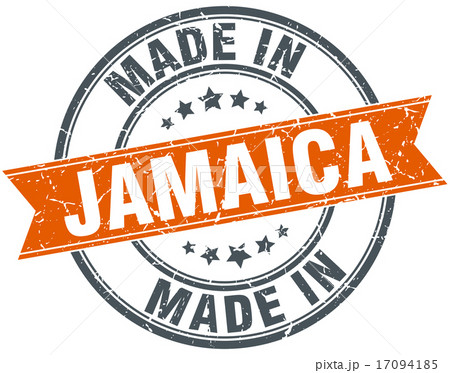 Jamaica orange grunge ribbon stamp on white Jamaica orange grunge ribbon stamp on white 17094185