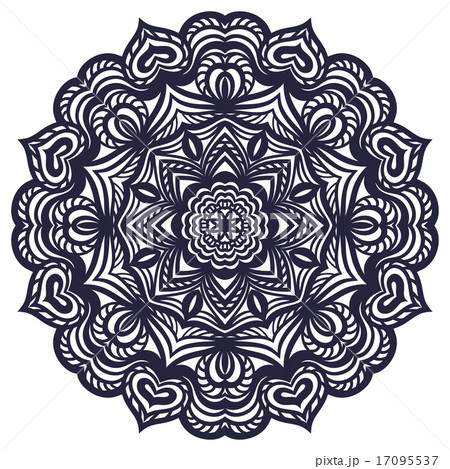 Hand drawn abstract ornamental round lace doily 17095537