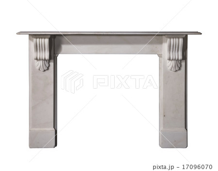 Fireplace surround carved white marble isolated Fireplace surround carved white marble isolated 17096070