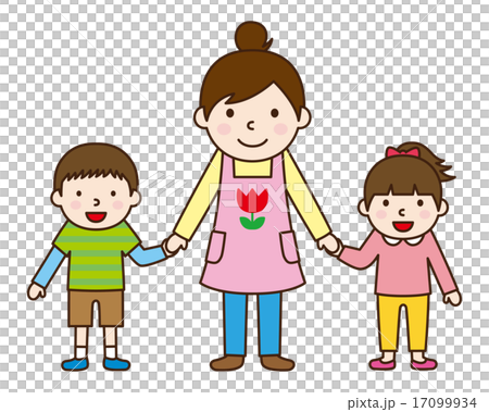 保育士と子どもたちのイラスト素材