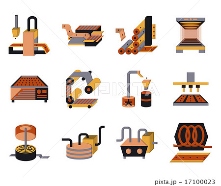 Flat Color Vector Icons For Food Processingのイラスト素材