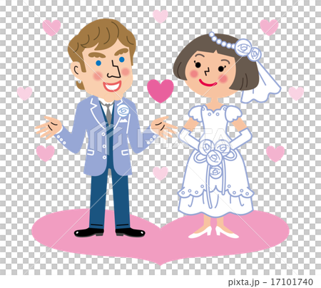 国際結婚　新郎新婦　ハート　イラスト 17101740