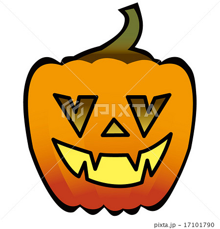 ハロウィンのかぼちゃ ジャック オー ランタン 怖い笑顔のイラスト素材