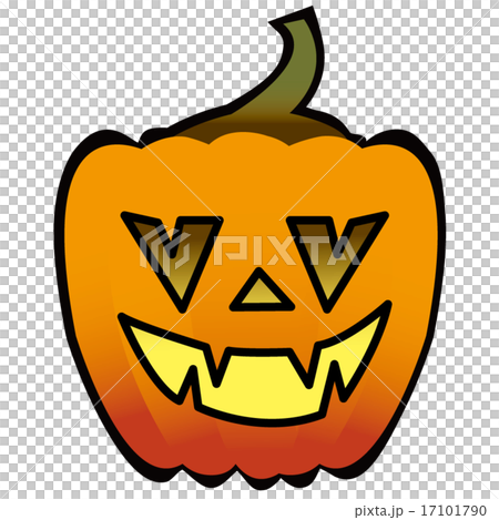 ハロウィンのかぼちゃ ジャック オー ランタン 怖い笑顔のイラスト素材 17101790 Pixta