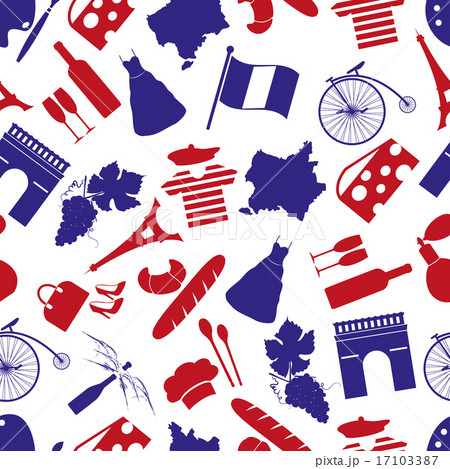 france country theme symbols seamless pattern  17103387