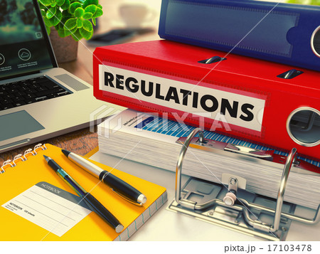 Red Office Folder with Inscription Regulations. 17103478