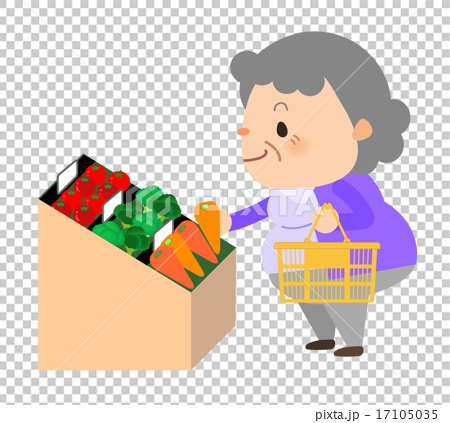 Granny Shopping At Supermarket Stock Illustration