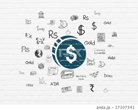 Banking concept: Dollar Coin on wall background 17107341