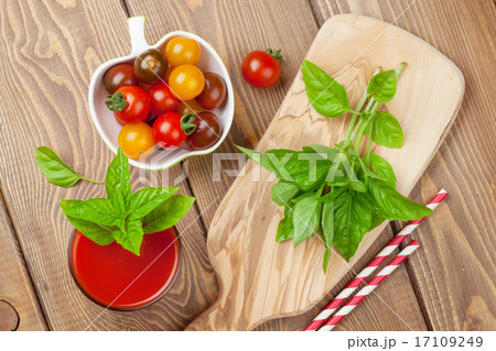 Fresh tomato juice smoothie with basil 17109249