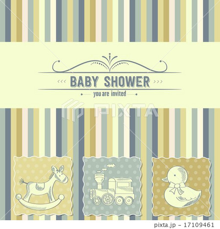 baby shower card with retro toys 17109461