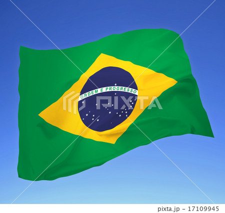 たなびくブラジル国旗_青空 たなびくブラジル国旗_青空 17109945