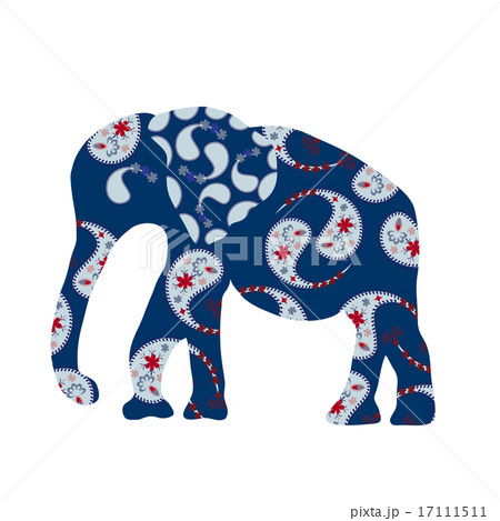 Cute elephant silhouette with Turkish cucumber pattern 17111511