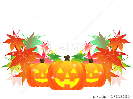秋 イベント ハロウィン 紅葉 もみじ カエデ かぼちゃ 南瓜 背景画像 イラスト のイラスト素材