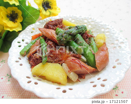 グリーンアスパラとコンビーフの炒め物 グリーンアスパラとコンビーフの炒め物 17121507