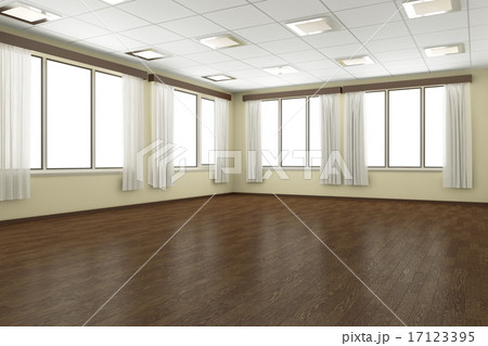 Empty training dance-hall with dark wooden floor 17123395
