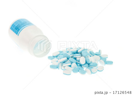 White plastic with pile of medicine isolated on white 17126548