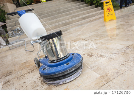 Close up blue polishing machine on the floor 17126730