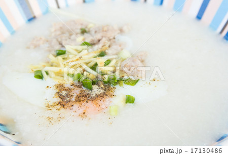 Congee or rice porridge with Soft-boiled egg 17130486