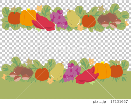 実りの秋のフルーツラインのイラスト素材