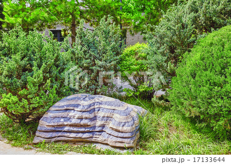 Typical Chinese garden,  park with rocks. Beijing. 17133644