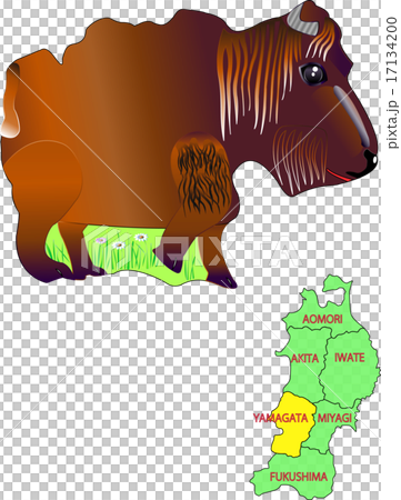 Animal map of Tohoku Yamagata Buffalo Animal map of Tohoku Yamagata Buffalo 17134200