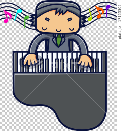 グランドピアノをひく男性 17135503