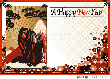 16年賀状 申と富士 賀詞無しのイラスト素材