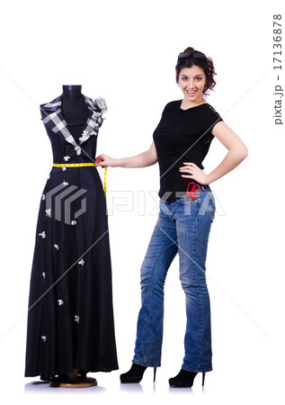 Woman tailor isolated on the white Woman tailor isolated on the white 17136878