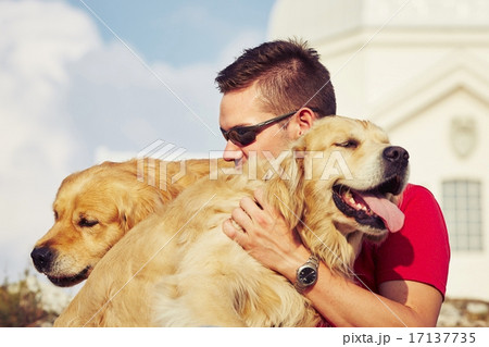 Man with his dogs 17137735