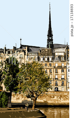 Saint-Louis island on a bright summer day in Paris 17138693