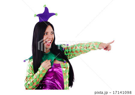 Woman clown isolated on white Woman clown isolated on white 17141098