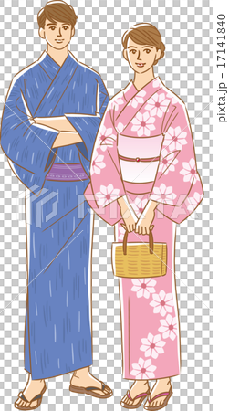 浴衣の男性と女性のイラスト素材 浴衣の男性と女性のイラスト素材