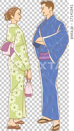 浴衣姿の男性と女性 17141841