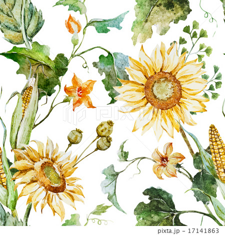 Watercolor sunflower pattern Watercolor sunflower pattern 17141863