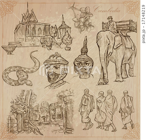 Kingdom of Cambodia - Hand drawn vector pack 17148219