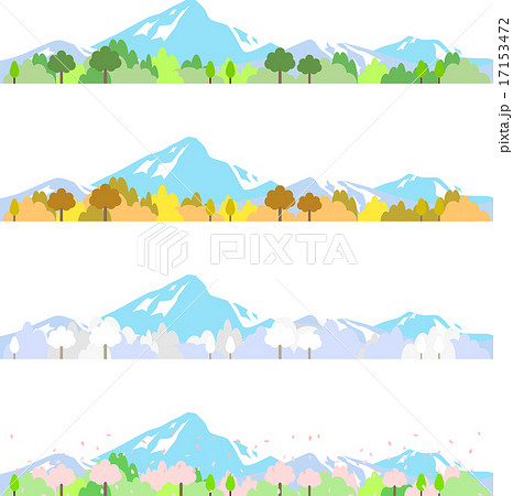 雪山 四季のイラスト素材