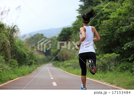 young fitness woman runner running on trail 17153484