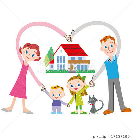 Happy Family And House Making Hearts Stock Illustration
